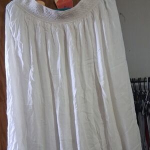 White Maxi Skirt with Smocked Waistband